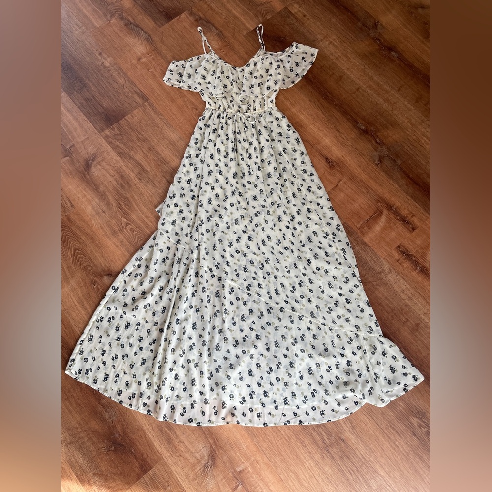 Abercrombie & Fitch Womens Floral Maxi Dress XS Flutter Sleeve Garden Party A+F - Picture 2 of 8